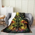 thumbnail image 2 of Cartoon Frog Alien Throw Blanket Jungle Mushroom Mysterious Glitter Stars Flannel Blanket for Kids Teens Adults Exotic Style Plants Outer Space Fleece Blanket for Living Room Twin 60x80, 2 of 6