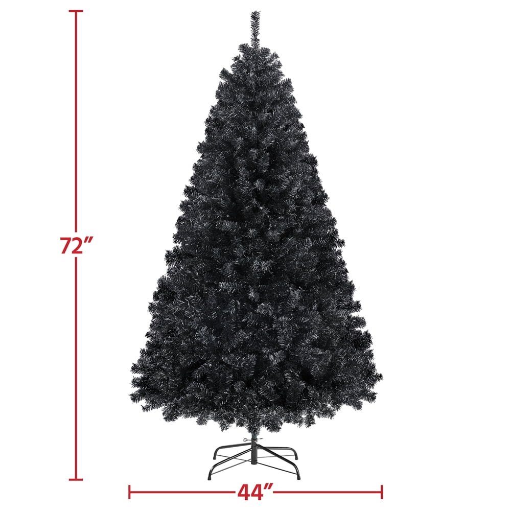 Easyfashion Clear Prelit 300 Incandescent Black Prelit Spruce Foldable Artificial Christmas Tree, 6'