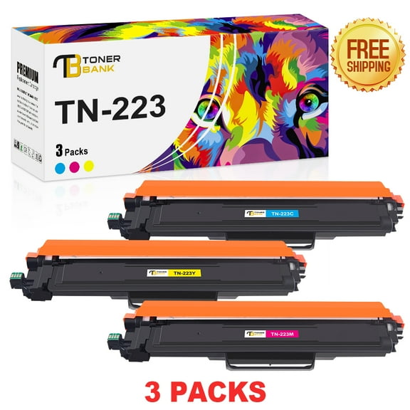 Toner Bank Compatible Toner Cartridge Replacement for Brother TN 223 TN-223C TN-223M TN-223Y HL-L3270CDW L3210CW L3230CDW MFC-L3710CW MFC-L3750CDW Printer Ink (Cyan Yellow Magenta, 3-Pack)