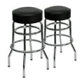 thumbnail image 2 of Flash Furniture Bruno 2 Pack Double Ring Chrome Barstool with Black Seat, 2 of 14