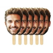 2 Pc, Custom Big Head with Your Photo | Fun Face Cardboard Cutout | Big Heads on a Stick | Life Size face on a Stick | Upload Your Photo | 6-18" Tall