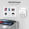 thumbnail image 3 of BN-LINK Multi Plug Outlet Extender with 3 Outlets and 3 USB Ports, 3 AC Outlet Splitter with 3 USB Ports (1 USB C), Wall Charger Adapter for Dorm, School, Travel, Office, Home, Travel, 1 Pack, 3 of 5