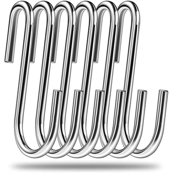 24 Pack 3 inch Heavy Duty S Hooks Pan Pot Holder Rack Hooks Hanging Hangers S Shaped Hooks for Kitchenware Pots Utensils Clothes Bags Towels Plants (Silver)