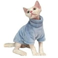 thumbnail image 1 of Billuyoard Ropa de abrigo cálida y acogedora de franela para gatos sin pelo, ropa cálida de invierno para gatos sin pelo, fácil de limpiar Ropa para mascotas azul l, 1 of 6