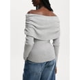 thumbnail image 4 of SUNSIOM Women's Off Shoulder Sweaters Classic Long Sleeve Solid Color Knit Pullover Slim Fit Tops, 4 of 6
