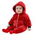 thumbnail image 2 of Mercatoo Baby Boys Girls Thick Fleece Jumpsuit Hooded Fuzzy Long Sleeve Plush Lightweight 𝗥omper Winter Cozy Warm Clothes, 2 of 4