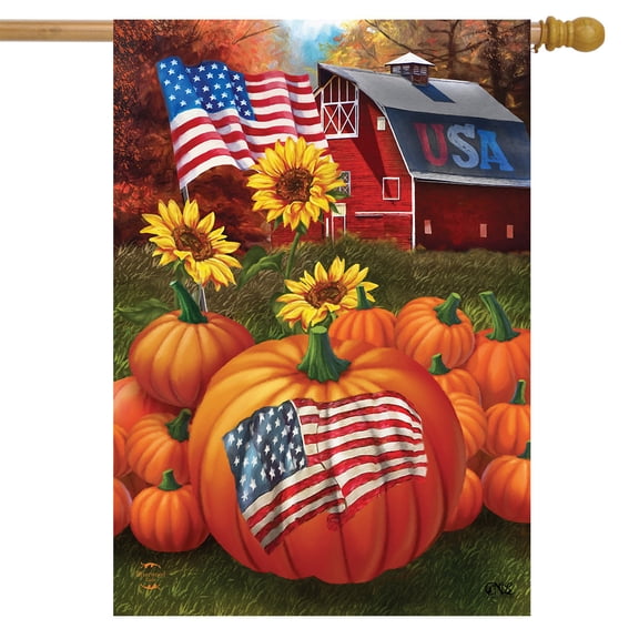 Briarwood Lane USA Pumpkins Fall House Flag