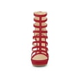 thumbnail image 6 of BLISSFUL STEP Women's Open Toe Platform Stiletto Heel Cage Heeled Sandals Red 9.5, 6 of 7