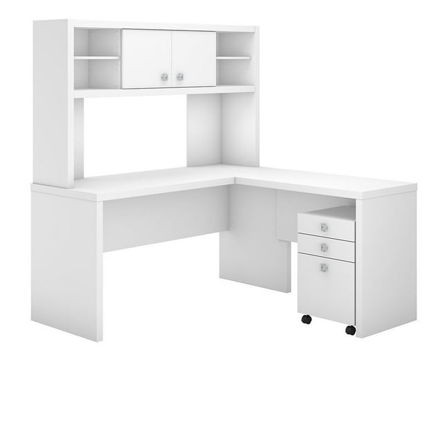 Bureau par Kathy Ireland Echo L Bureau en Forme de Suite en Blanc Pur