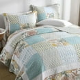 thumbnail image 4 of WannaToo Cotton Bedspread Quilt Set for All Season, Light Green Patchwork, Queen, 4 of 6