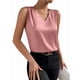 thumbnail image 2 of Xuyuer Women's Casual Fashion Solid Color V-Neck Satin Top, Chic Short Sleeve Blouse for Dinner Dates, Cocktail Parties and Spring Summer Evening Wear, 2 of 7