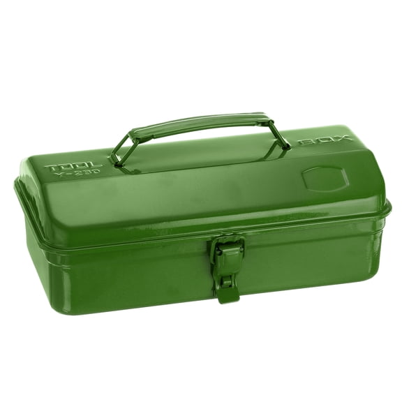 Uxcell 11.4" Portable Steel Tool Box Hip Roof Style with Metal Latch Closure Tool Chest for Household Workshop, Green