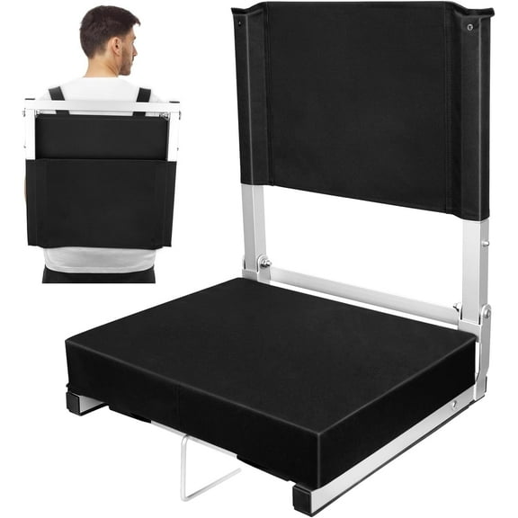 Adoreal Bleacher Chairs with Back and Cushion, Foldable Stadium Seats with Back Support and Cushion for Bleacher Seat Pad for Lumbar Support, Lightweight Portable Chair for Sports Event
