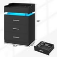 thumbnail image 2 of Afuhokles Nightstand with Charging Station USB Port and LED Light, 3 Drawers Bedside Table with Pull-Out Tray, Black, 2 of 8