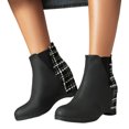 thumbnail image 3 of 2DXuixsh Boots for Women Leather Round Toe High Heel Slope Heel Splicing Colorblocking Multipattern Mid Calf Large Size Boots Ankle Boots Short Boots Black Size 39, 3 of 8