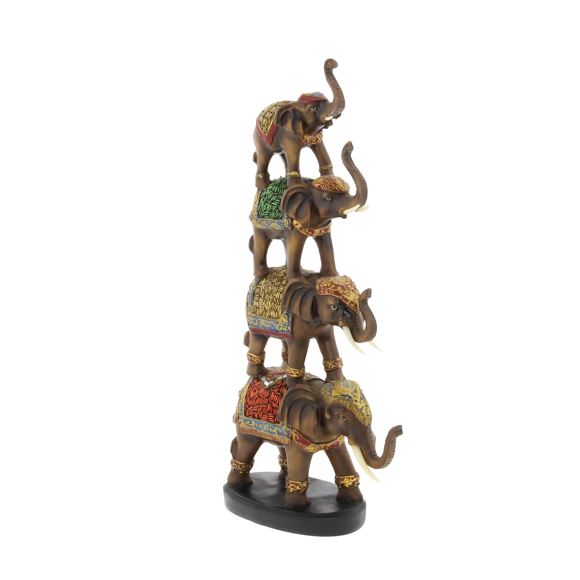 9" x 18" Brown Polystone Elephant Sculpture, by DecMode