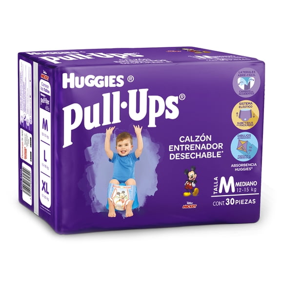 Calzón entrenador Huggies Pull Ups talla mediana niño 30 pzas