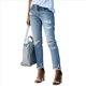 thumbnail image 3 of Pantalones Vaqueros Rectos Rotos con Efecto Desgastado para Mujer Azul XXL, 3 of 8