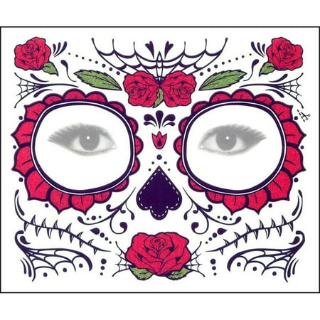 2PCS Day Of The Dead Dia de los Muertos Face Mask Sugar Skull Tattoo