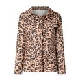 thumbnail image 5 of IROINNID Women's Short Shearing Jacket Turndown Lapel Print Long Sleeve Winter Leopard Buttons Cardigan Coat, Brown, 5 of 8