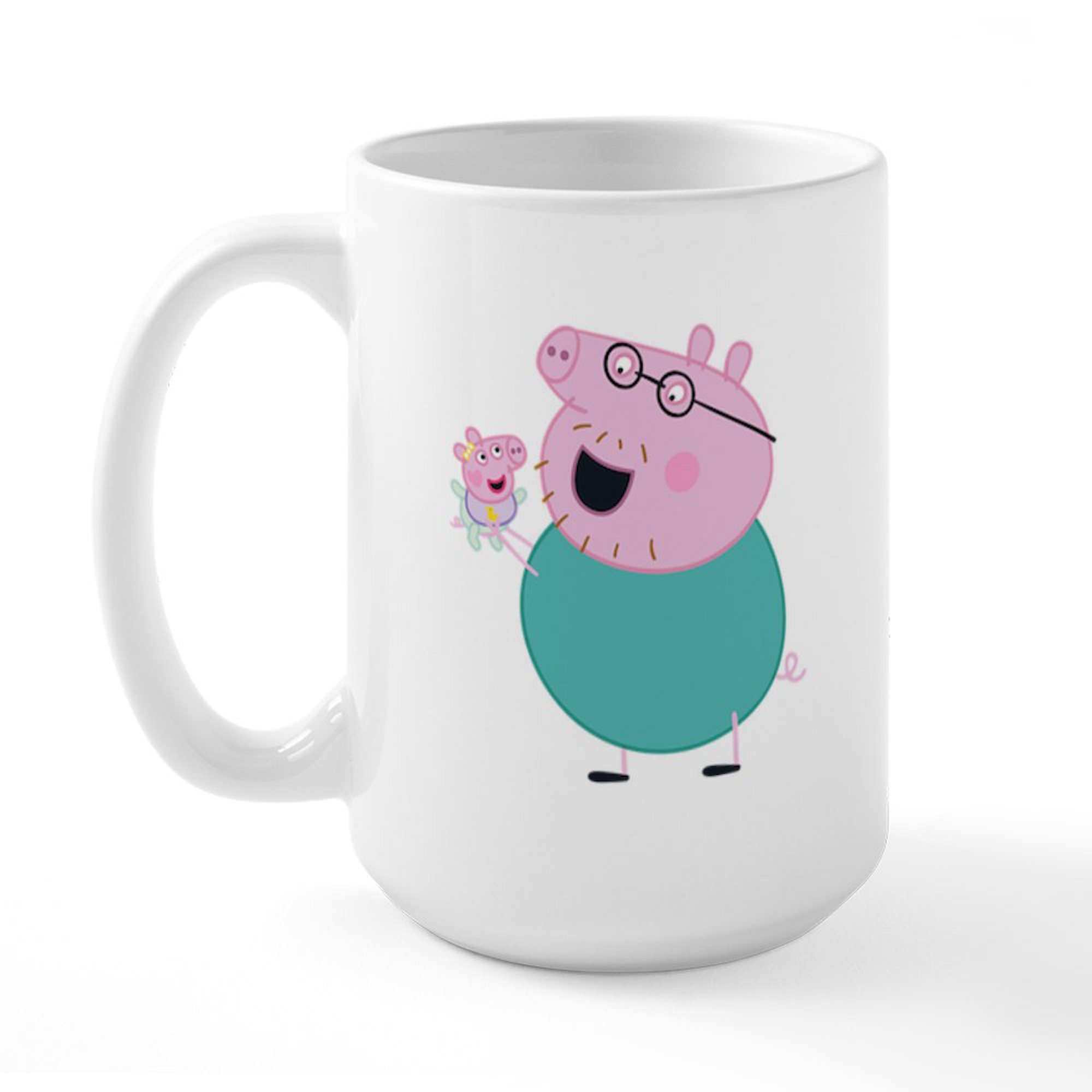 CafePress - Peppa Pig: Daddy Pig & Baby - 15 oz Ceramic Large White Novelty Mug