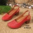 thumbnail image 5 of WRKEKC Sandals for Women Mules Peep Toe One-Strap Buckle Thick Sole Perforated Cutout Backless Chunky Heel for Summer Casual Daily Wear, 5 of 8