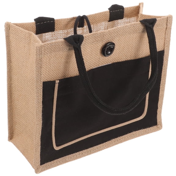 ifundom Reusable Burlap Tote Bag for Shopping Lightweight Jute Handbag with Wide Base