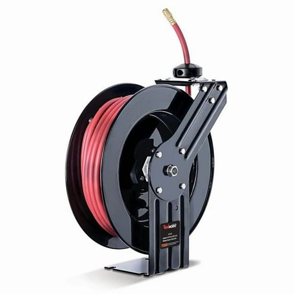 ReelWorks Industrial Retractable Air Hose Reel - 3/8" x 50'FT, 1/4" MNPT