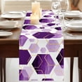 thumbnail image 3 of Purple Geometric 90 Inch Table Runner, Gold White Hexagon Modern Farmhouse Dresser Scarf Cotton & Linen Tablerunner for Dining/Kitchen Island/Holiday Party Décor 13" x 90", 3 of 9