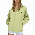 thumbnail image 4 of VNKIDY Women Casual Jackets Casual Hooded Jacket Windproof Lightweight Outerwear For All Seasons Comfortable Stylish Long Sleeve Stand Collar Basic Coat Cute Tops, 4 of 5