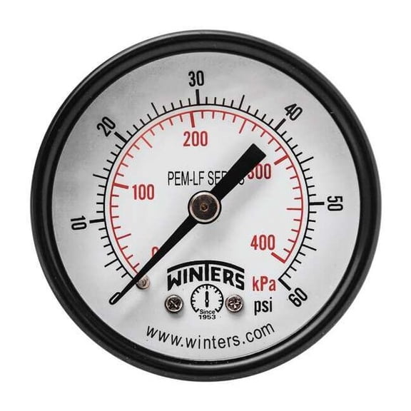 Winters Gauge,Pressure,2in.,0 to 60 psi PEM1405LF