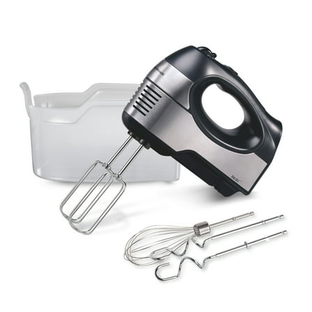 Hamilton Beach 6-Speed Electric Hand Mixer, 5 Attachments & Case, Mixer for Kitchen, Stainless Steel & Black