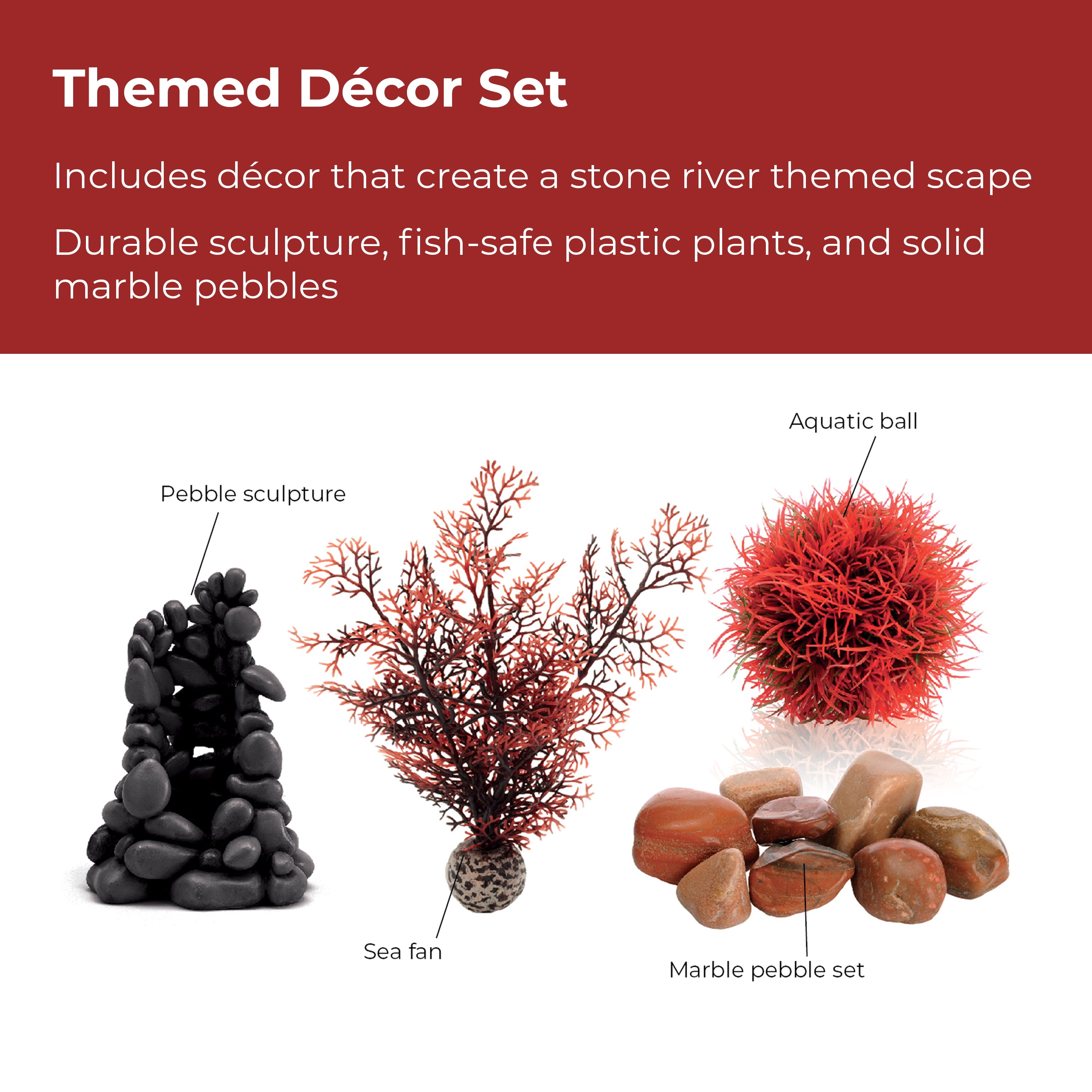biOrb CLASSIC 15 Aquarium Set with LED Light - 4 Gallon, Black - Stone River Decor Included