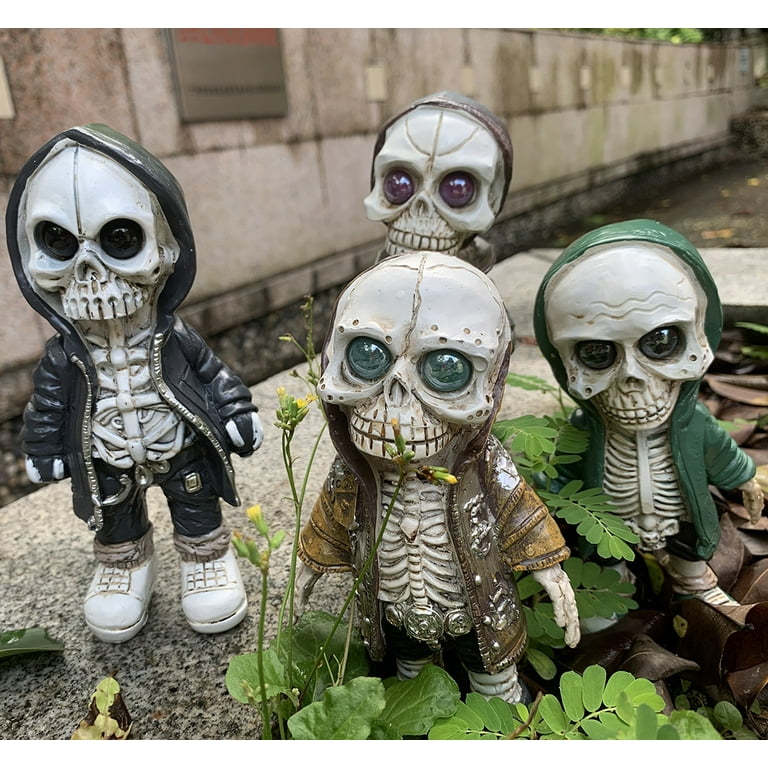 Cute Skull Statue, Cool Skeleton Figurines, Halloween Ornaments