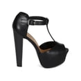thumbnail image 2 of New Women Breckelles Brina-21 PU Peep Toe T-Strap Platform Chunky Heel Sandal, 2 of 6