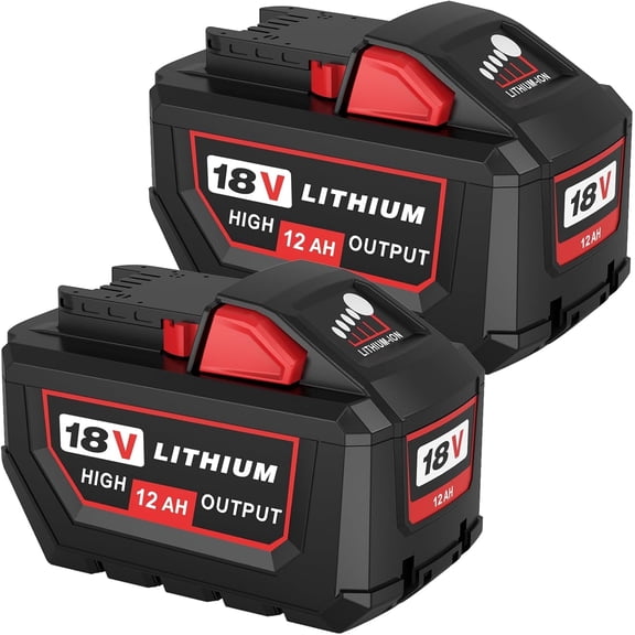 2Packs 12000mAh High Capacity Lithium Battery Compatible with Milwaukee 18V Battery 12.0Ah 48-11-1815, 48-11-1820, 48-11-1840, 48-11-1850, 48-11-1860, 48-11-1880 Cordless Tools