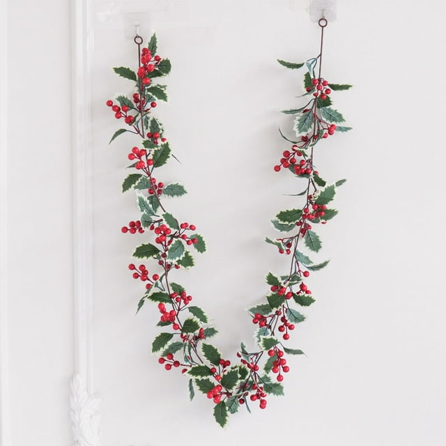 Meitianfacai Christmas Simulation Red Fruit Rattan Home Decoration Artificial Fake Leaf Wall Hanging Flowers Rattan Indoor Layout