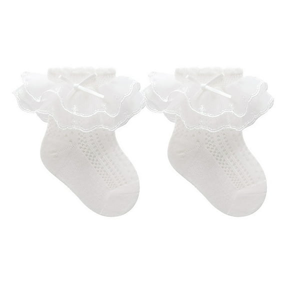 lnmuld Baby Socks Soft Double Layer Lace Trim Baby Socks Comfortable Everyday Wear for and Toddlers Size:0-12 Months