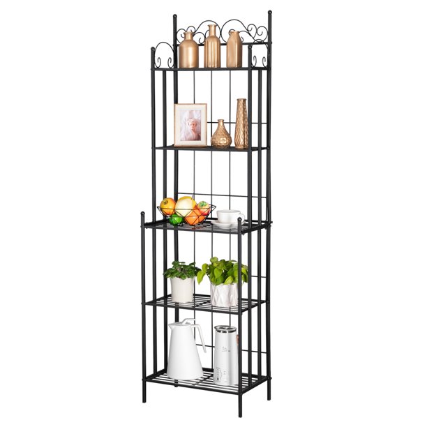 Luxury bakers rack uses 5 Tier Kitchen Island Utility Storage Shelves Microwave Carts On Sale Shelving Unit With Steel Frame Bakers Rack Metal For Dining Room Garage Q14564 Walmart Com