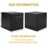Piggy Bank for Adults, Unbreakable Stainless Steel Savings Bank, Piggy Bank Must Break to Open, Practical Cash Coin Saving Box - 4.7 in Black