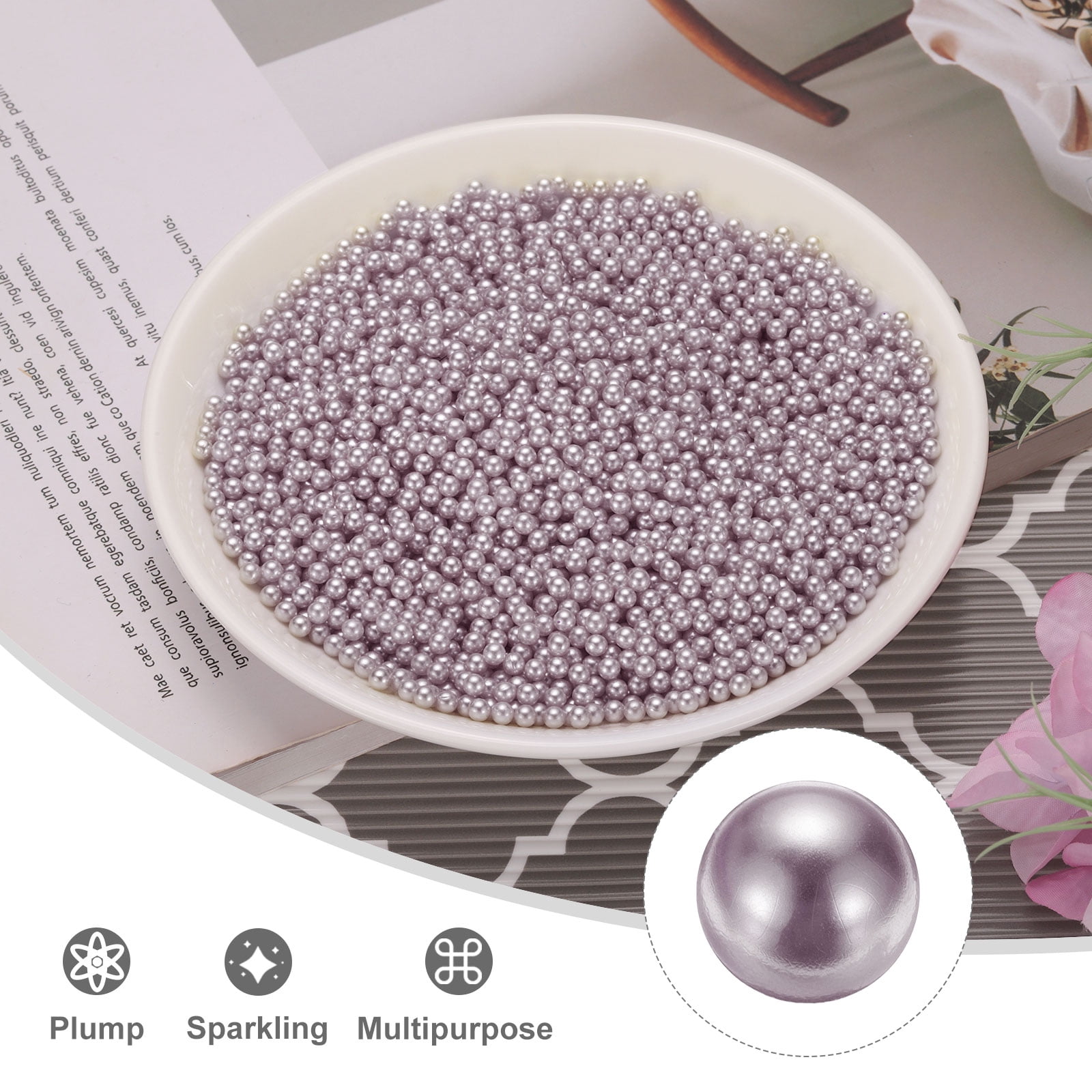 Unique Bargains Faux Pearl for Crafting No Hole Pearl for Vase Filler Light Purple 5000Pcs