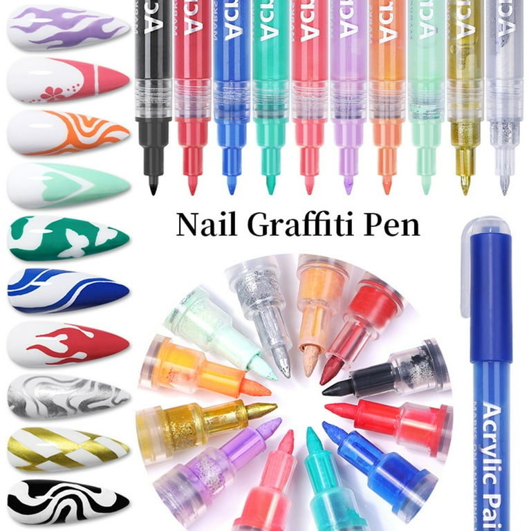 UDIYO Nail Art Pens,High Pigmented Decorative Nail Polish Pen Drawing  Graffiti Nail Supplies