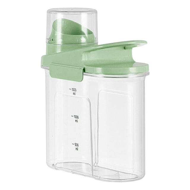 Kitchen Cereal Storage Container, Rice Storage Container,Airtight Plastic Kitchen Organizer Bin With Pouring Spout Measuring Cup, Cereal Dispenser,Food Storage Box For Grain, Flour Snacks,Green
