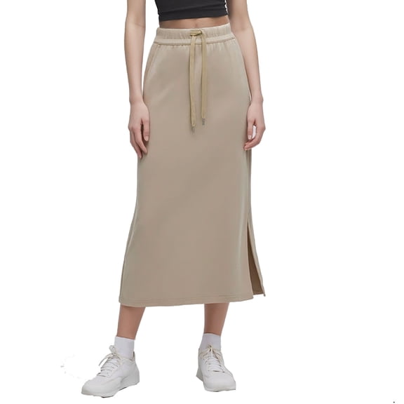 Women's Casual Fitness Skirt, Athletic Straight Midi for Yoga & Workout, Versatile Split Hem, Lightweight, Comfortable, Modest Knee Length, Active Running Skort