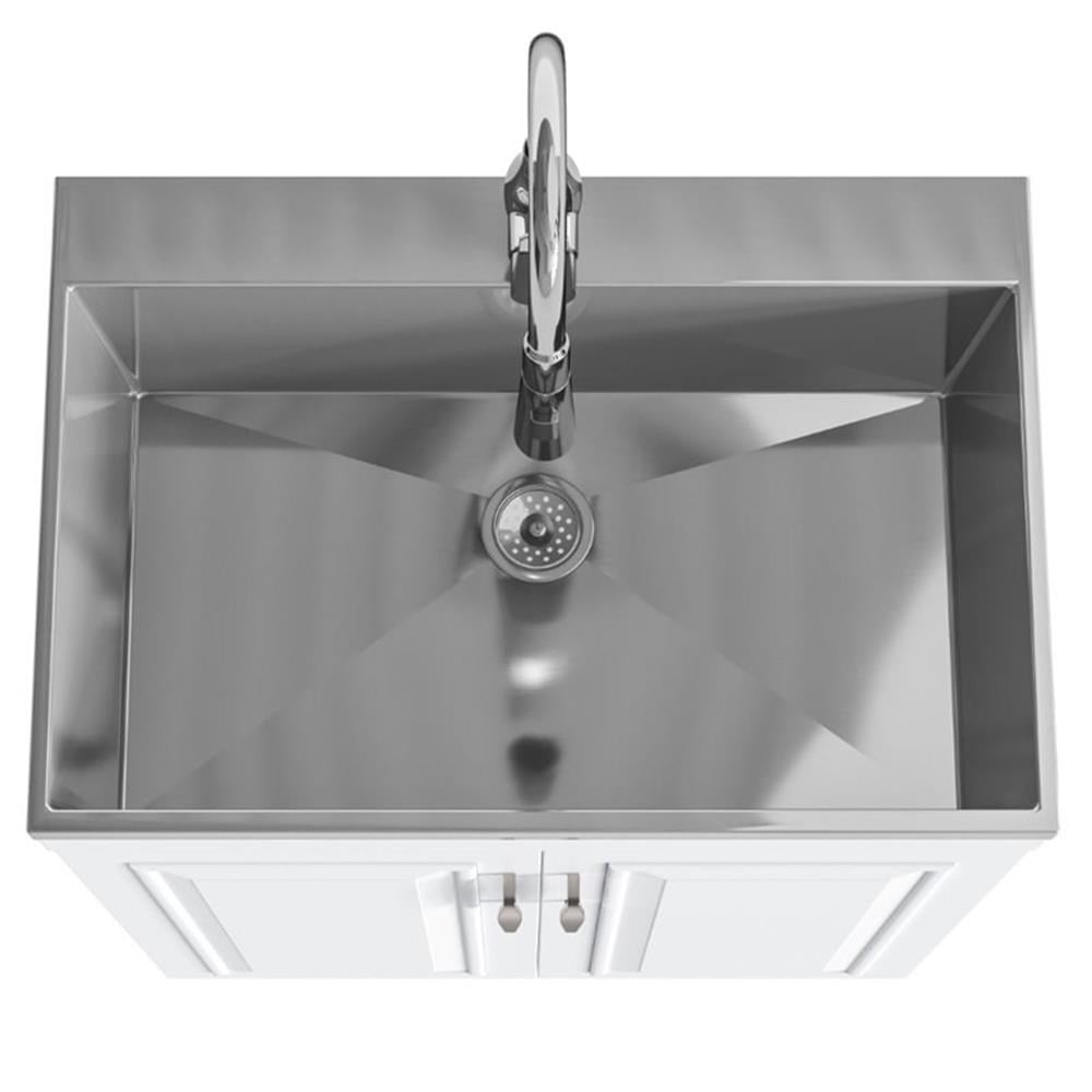 Bowery Hill 28"W Laundry Cabinet with Pull-out Faucet and Stainless Steel Sink