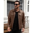 thumbnail image 3 of COOFANDY Men's Faux Leather Motorcycle Jacket Casual Lightweight Zip Up Trucker Outerwear with Multiple Pockets, 3 of 9