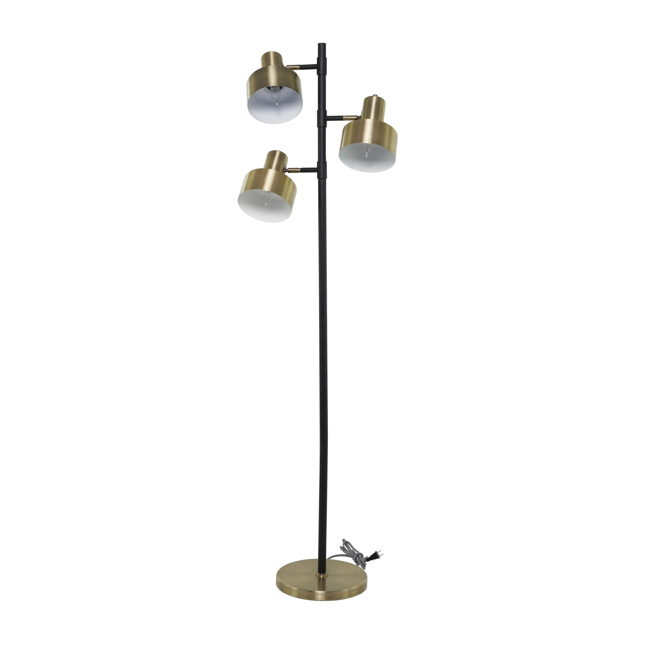 DecMode 67" 3 Light Gold Floor Lamp with Gold Metal Shade