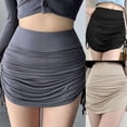 thumbnail image 4 of ZUARFY Women High Waist Side Drawstring Ruched Bodycon Mini Pencil Skirt with Shorts, 4 of 19