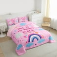 thumbnail image 3 of jejeloiu Boho Rainbow Full Size Comforter Sets,Colorful Stars Loves Bedding Comforter Set,Clouds Print Bedding Sets For Girls,Breathable Home Decor Reversible,3pcs, 3 of 8