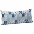 thumbnail image 2 of Blue Floral Body Pillow Covers 20"x54", Spring Flowers Plants Patchwork Grid Bohemia Soft Brushed Microfiber Breathable Throw Pillow Covers, Pillowcase with Zipper for Couch Sofa Bedroom Living Room, 2 of 9